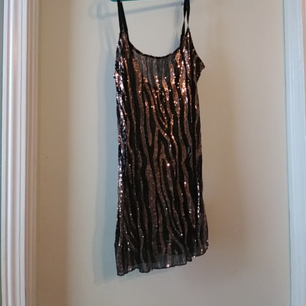 Sexy metallic zebra rose gold & black dress